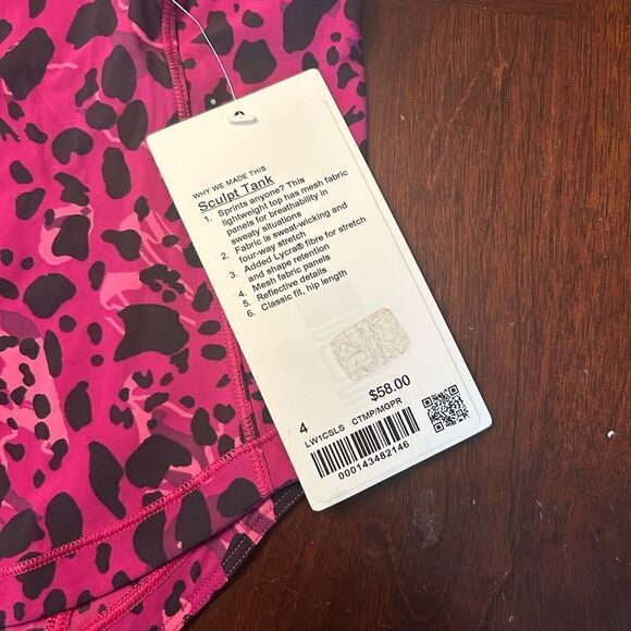 🍋NWT lululemon Sculpt Tank- Cheetah Camo Magenta Purple Multi/ Size 4 - Picture 11 of 13